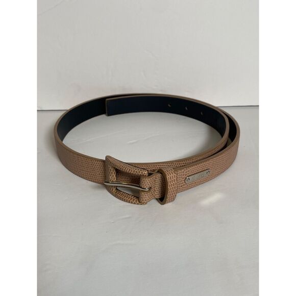 Lauren Ralph Lauren Leather Reptile Embossed Belt Tan Size M 1” Wide - Picture 1 of 11